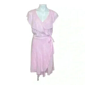 Draper James Light Pink Ruffle Midi Wrap Dress